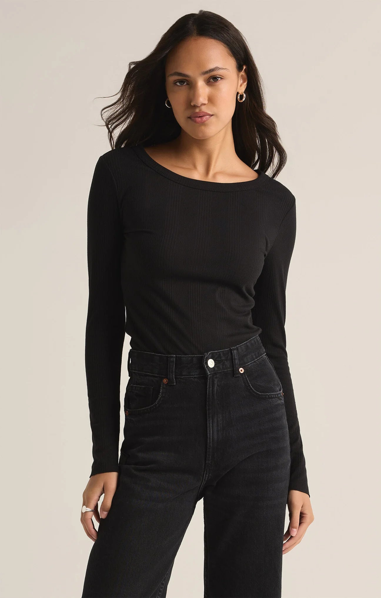 Z SUPPLY-VARIEGATED LAYER TOP BLACK