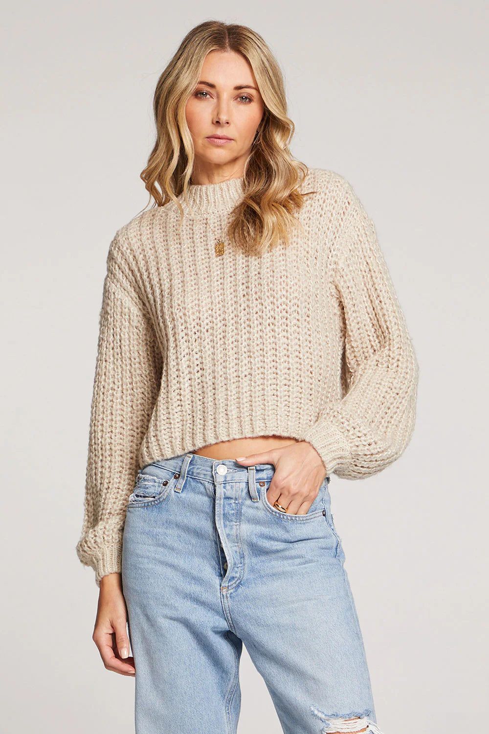 SALT WATER LUXE-LONG SLEEVE SWEATER BONE