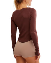 Load image into Gallery viewer, FREE PEOPLE-COFFEE CHAT LS-SHAVED CHOCOLATE
