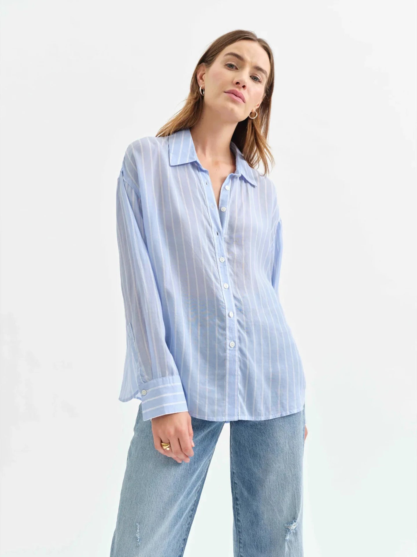 DAZE-LOTUS BACK TIE LONG SLEEVE SHIRT CASTLE STRIPE