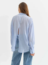 Load image into Gallery viewer, DAZE-LOTUS BACK TIE LONG SLEEVE SHIRT CASTLE STRIPE
