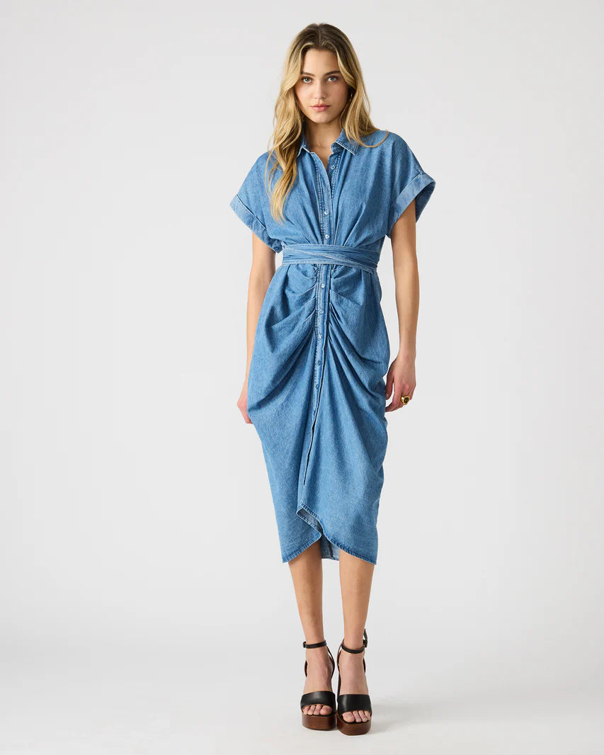 STEVE MADDEN-TORI DRESS CHAMBRAY BLUE