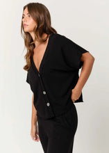 Load image into Gallery viewer, PROJECT SOCIAL T-DORIAN BUTTON DOWN FRONT TOP BLACK
