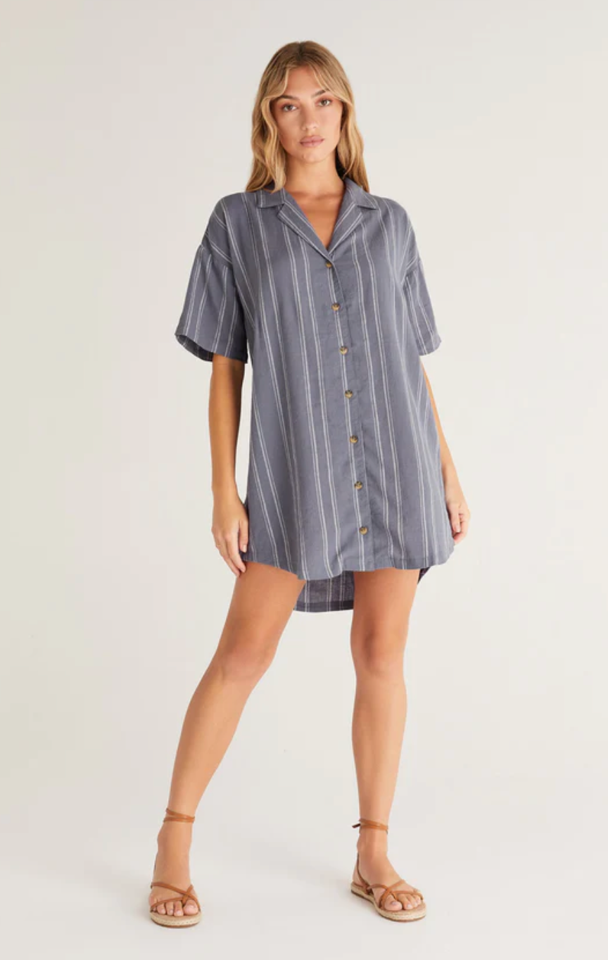 Z Supply- James Easy Striped Dress- Indigo – Blu Violet Boutique